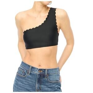 J.Crew Factory Women's Scalloped one-shoulder bikini top Black M